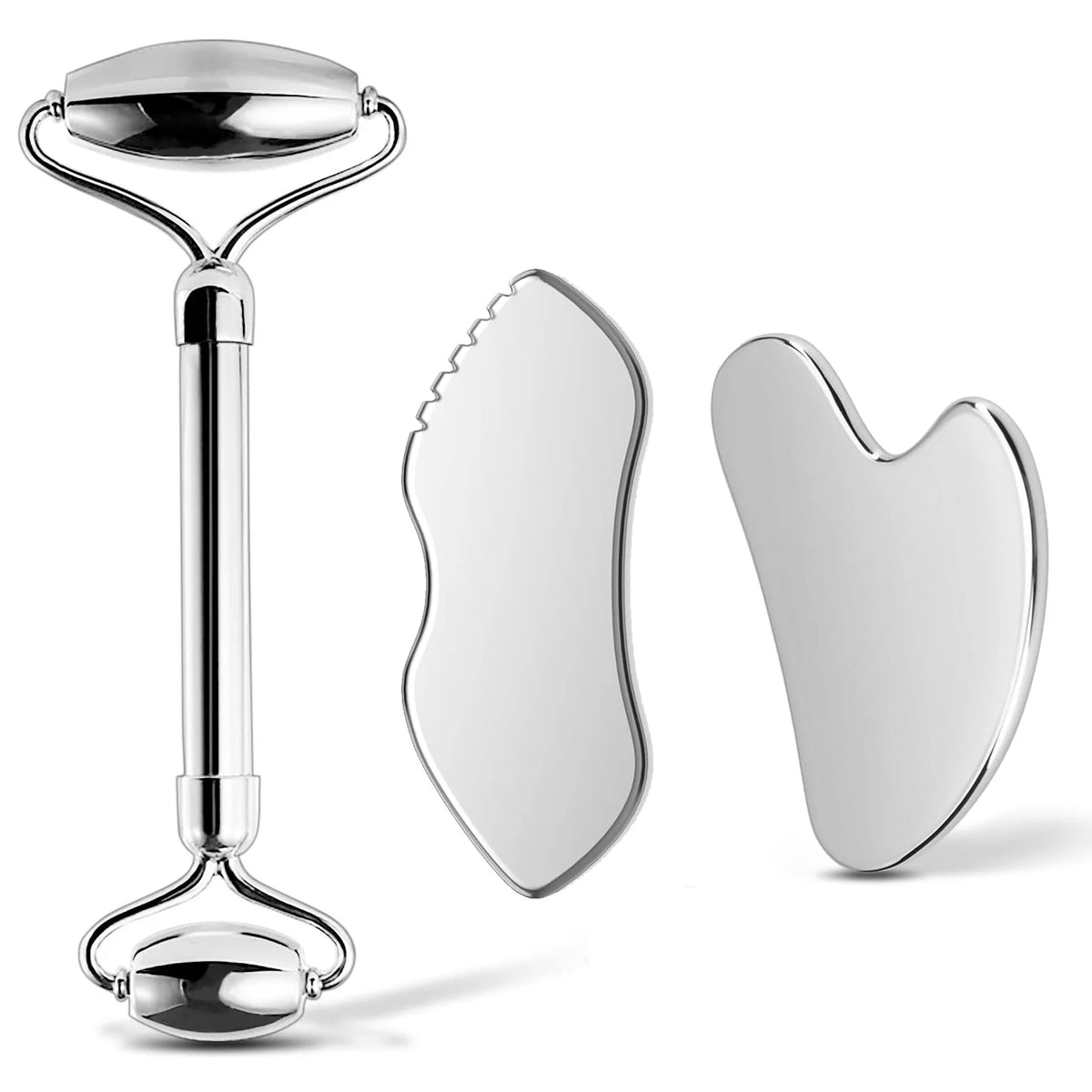 1/2/3PCS Stainless Steel Facial Roller Metal Gua Sha Facial Tools Face Body Treatment Lymphatic Drainage, Facial Tension,Durable